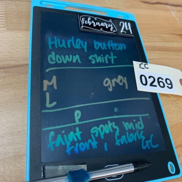 Hurley Shirt Mens L Large Grey Button Down Short Sleeve Striped Cotton Pocket - Picture 9 of 10